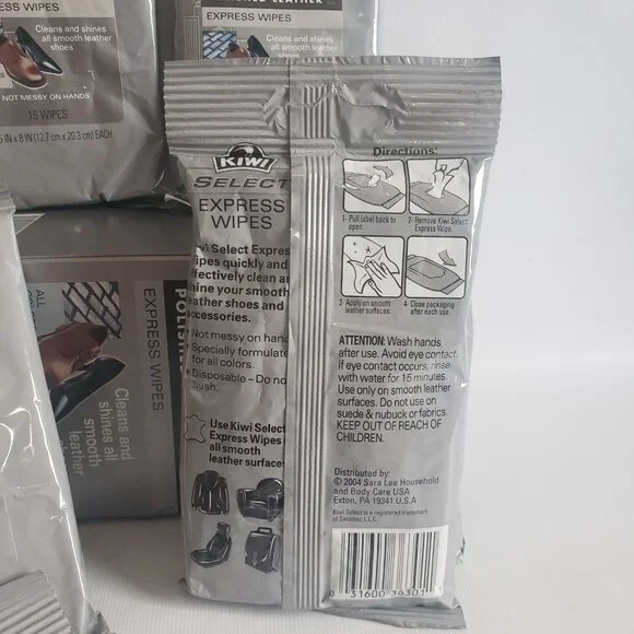Kiwi Express Shine Clean And Shine Wipes Box of 6 Packs 15 Per Pack All Colours - Picture 10 of 14